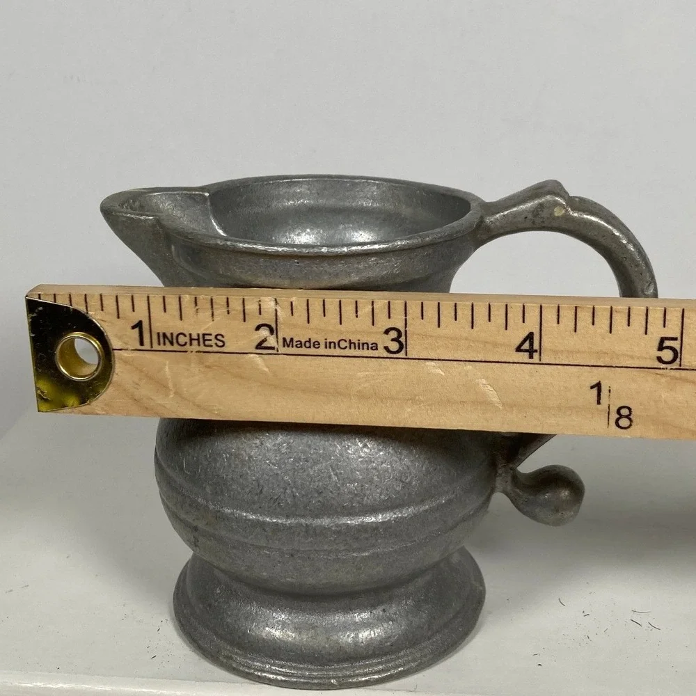 Vintage Small‎ Pewter Style Metal Pitcher Rustic Farmhouse Bud Vase 3.75in